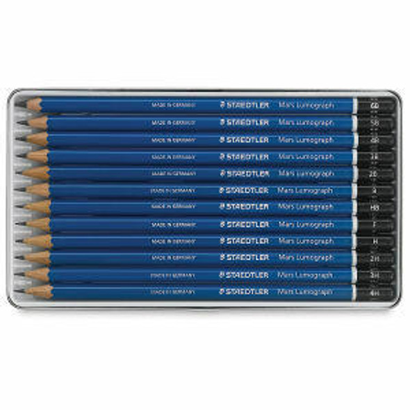 Staedtler Mars Lumograph Art Drawing Pencils, 12 Pack Graphite Pencils in  Metal Case - Starbox